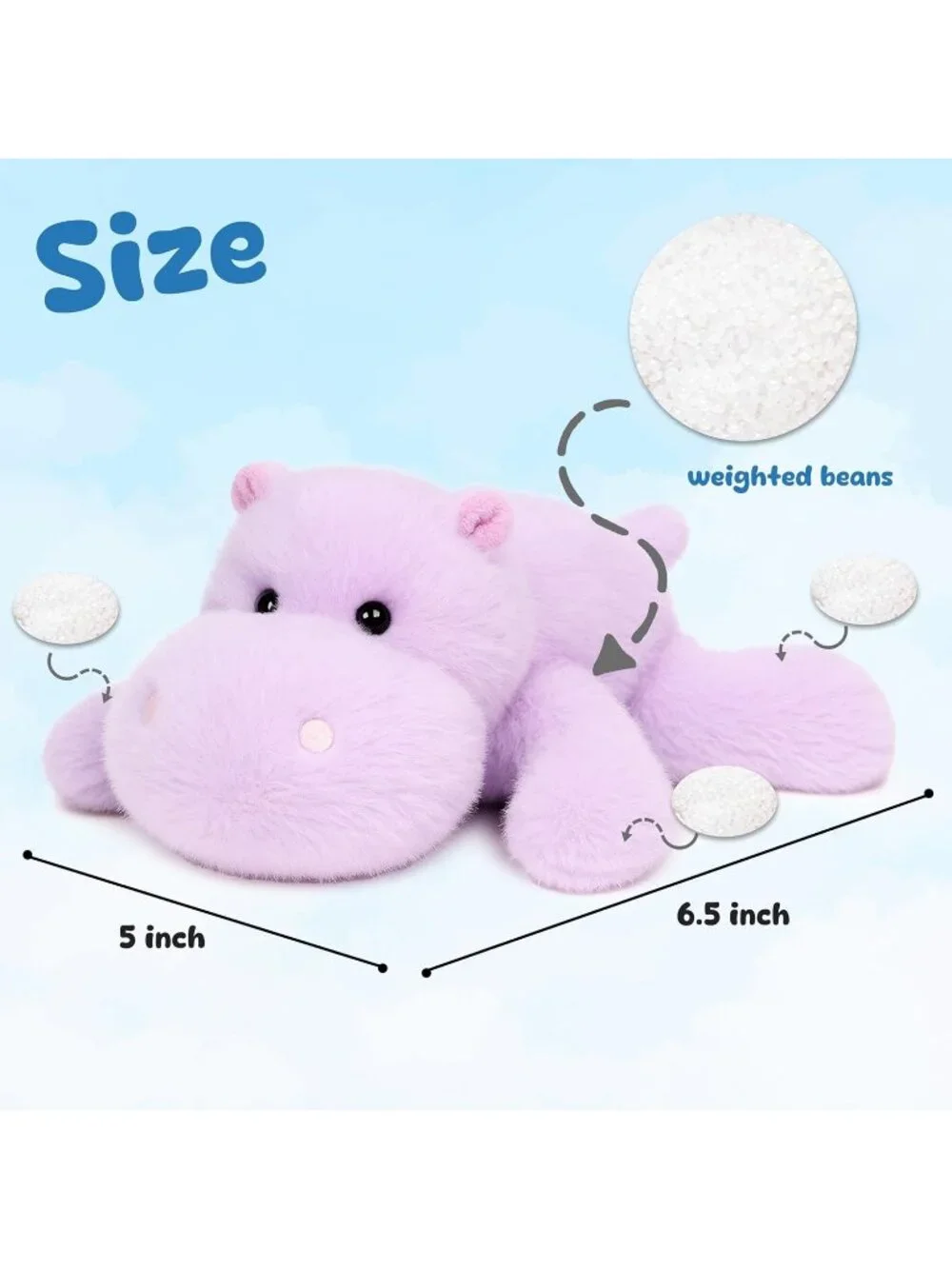 Hippo Stuffed Animal Plush Toy Cute Soft Pocket Size Gift for Kids Girls